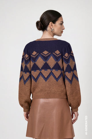 Monari Norwegian Jumper Brown Blue - MMJs Fashion