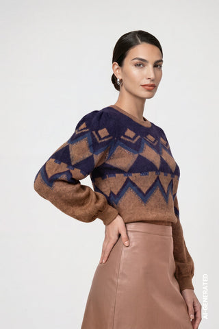 Monari Norwegian Jumper Brown Blue - MMJs Fashion