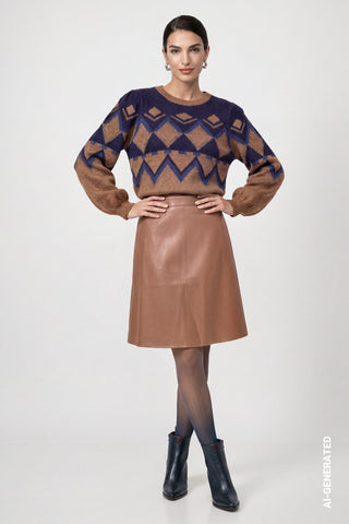 Monari Norwegian Jumper Brown Blue - MMJs Fashion