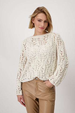 Monari Openwork Knit Jumper Beige - MMJs Fashion