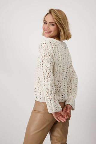 Monari Openwork Knit Jumper Beige - MMJs Fashion