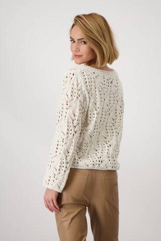 Monari Openwork Knit Jumper Beige - MMJs Fashion