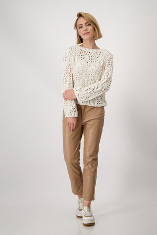 Monari Openwork Knit Jumper Beige - MMJs Fashion