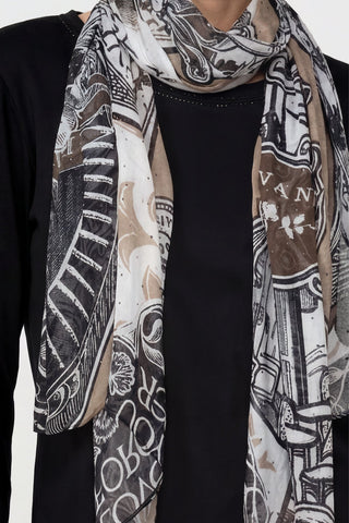 Monari Paris Print Rectangular Scarf Black Green - MMJs Fashion