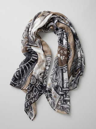 Monari Paris Print Rectangular Scarf Black Green - MMJs Fashion