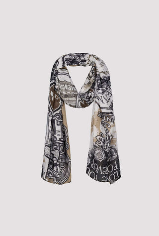 Monari Paris Print Rectangular Scarf Black Green - MMJs Fashion