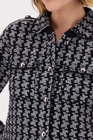 Monari Patterned Cardigan with Collar Grey - MMJs Fashion