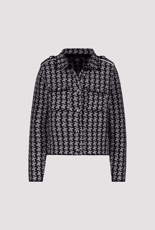 Monari Patterned Cardigan with Collar Grey - MMJs Fashion