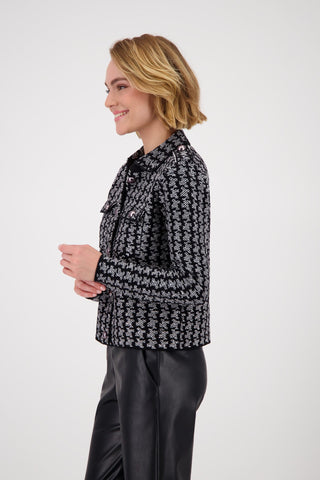 Monari Patterned Cardigan with Collar Grey - MMJs Fashion