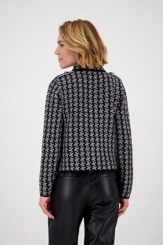 Monari Patterned Cardigan with Collar Grey - MMJs Fashion