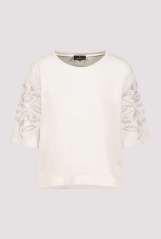 Monari Pearl Embellishment Sweatshirt Beige - MMJs Fashion