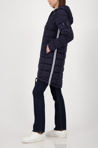 Monari Quilted Coat with Hood Navy Blue - MMJs Fashion