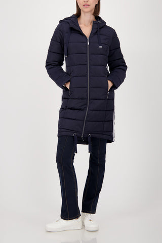 Monari Quilted Coat with Hood Navy Blue - MMJs Fashion