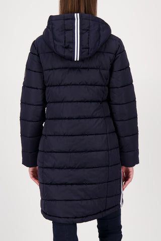 Monari Quilted Coat with Hood Navy Blue - MMJs Fashion