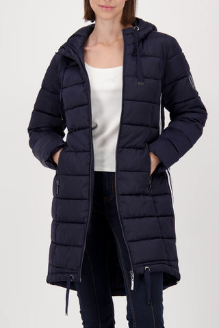 Monari Quilted Coat with Hood Navy Blue - MMJs Fashion