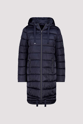 Monari Quilted Coat with Hood Navy Blue - MMJs Fashion
