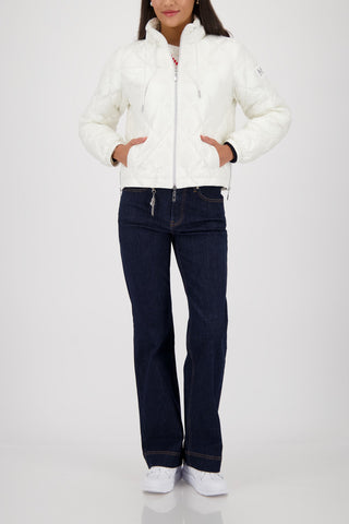 Monari Quilted Stand Up Collar Jacket Ivory - MMJs Fashion