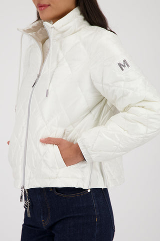 Monari Quilted Stand Up Collar Jacket Ivory - MMJs Fashion