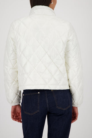 Monari Quilted Stand Up Collar Jacket Ivory - MMJs Fashion