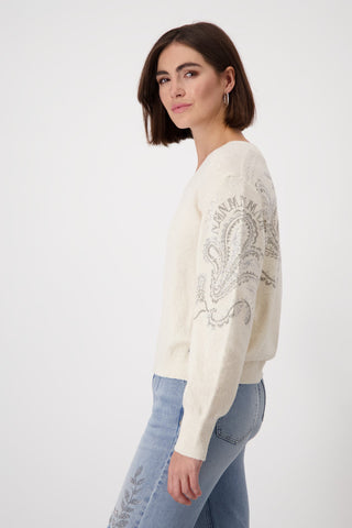 Monari Reversible Ivory Jewelled Jumper Ivory - MMJs Fashion