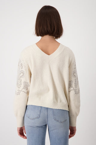 Monari Reversible Ivory Jewelled Jumper Ivory - MMJs Fashion