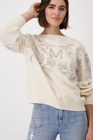 Monari Reversible Ivory Jewelled Jumper Ivory - MMJs Fashion