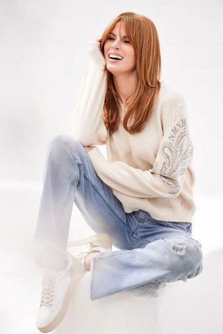 Monari Reversible Ivory Jewelled Jumper Ivory - MMJs Fashion