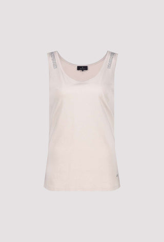 Monari Rhinestone Embellished Vest Top Beige - MMJs Fashion