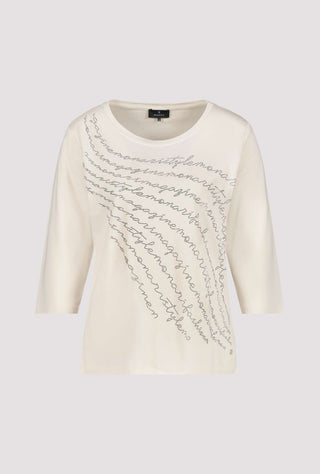 Monari Rhinestone Lettering Top Ivory - MMJs Fashion