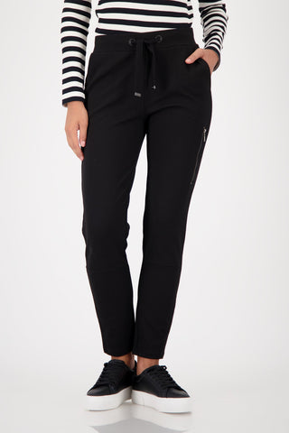 Monari Ribbed Drawstring Trousers Black - MMJs Fashion