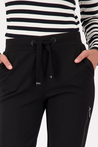 Monari Ribbed Drawstring Trousers Black - MMJs Fashion