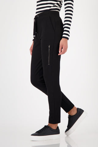 Monari Ribbed Drawstring Trousers Black - MMJs Fashion