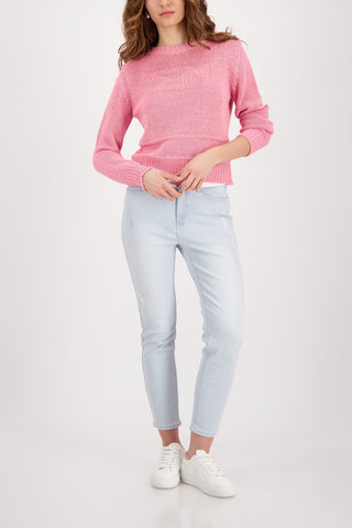 Monari Ribbon Knit Jumper Pink - MMJs Fashion