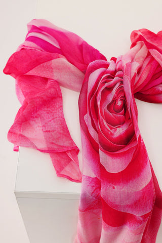 Monari Rose Print Rectangular Scarf Pink - MMJs Fashion