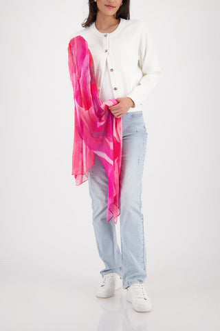 Monari Rose Print Rectangular Scarf Pink - MMJs Fashion