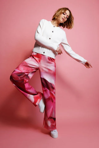 Monari Round Neck Cardigan Ivory - MMJs Fashion