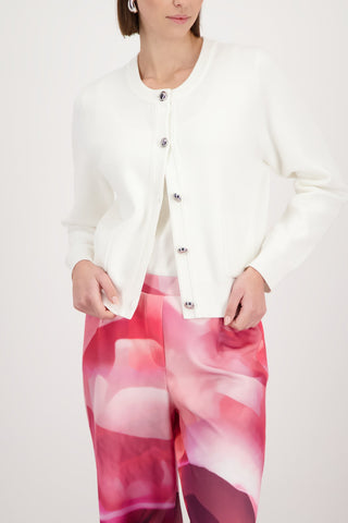 Monari Round Neck Cardigan Ivory - MMJs Fashion