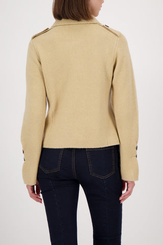 Monari Ruffle Zipped Cardigan Beige - MMJs Fashion