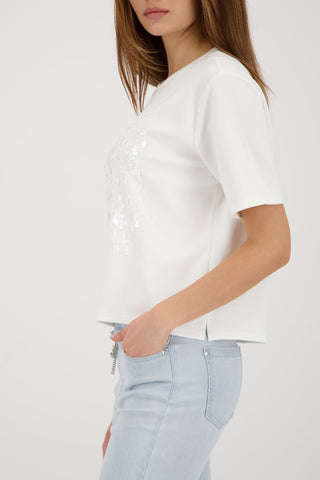 Monari Sequin Panel Top Ivory - MMJs Fashion