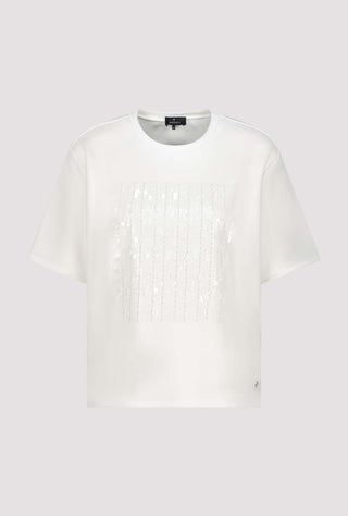 Monari Sequin Panel Top Ivory - MMJs Fashion