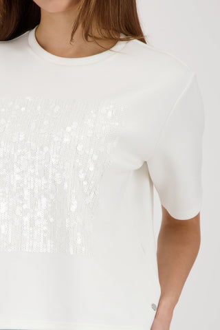 Monari Sequin Panel Top Ivory - MMJs Fashion
