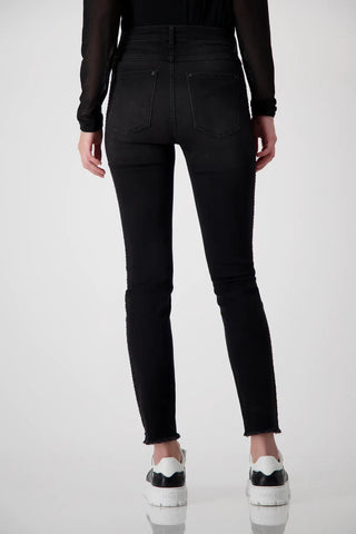 Monari Slim Fit Jeans with Rhinestones Black - MMJs Fashion