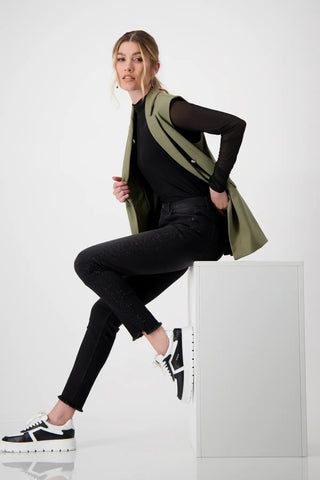 Monari Slim Fit Jeans with Rhinestones Black - MMJs Fashion