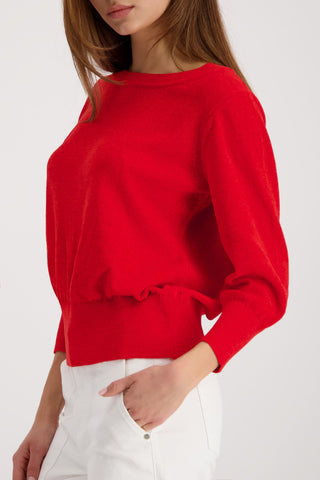 Monari Soft Knit Boat Neck Jumper Red - MMJs Fashion
