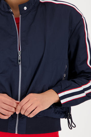 Monari Stripe Sleeve Nylon Jacket Navy Blue - MMJs Fashion