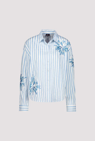Monari Striped Blouse with Sequins Blue - MMJs Fashion