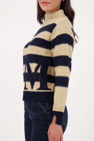 Monari Striped Jumper Navy Blue Beige - MMJs Fashion