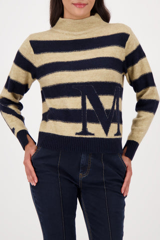 Monari Striped Jumper Navy Blue Beige - MMJs Fashion