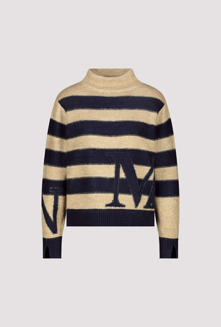 Monari Striped Jumper Navy Blue Beige - MMJs Fashion