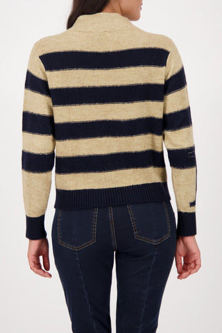 Monari Striped Jumper Navy Blue Beige - MMJs Fashion
